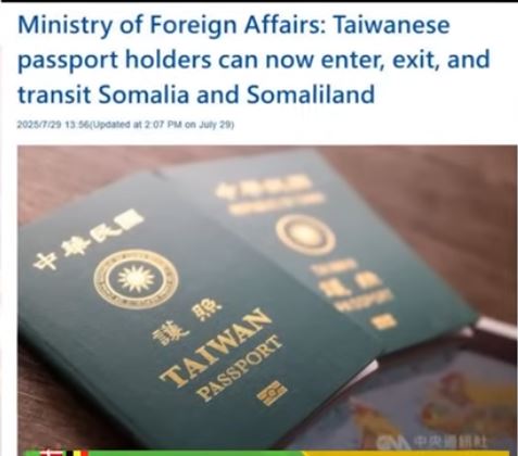 Taiwan oo sheegtay cidda ka caawisay in somalia dib u ogolaato Basaboorka Taiwan